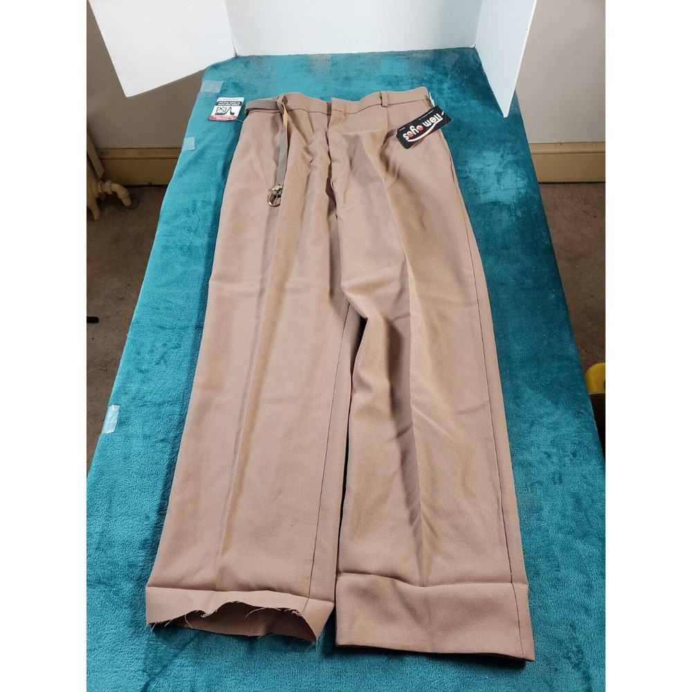VINTAGE Item Eyes Pants Sz 18 Brown Belted Elastic Waist Ladies Made in USA NWT